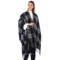 New Fashion Plaid Ponchos And Capes For Women Winter Warm Oversized Shawls Wraps